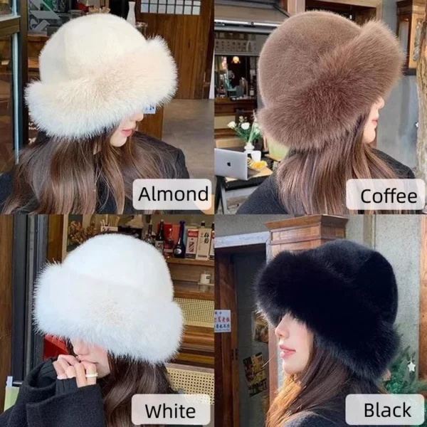 Autumn And Winter 2024 New Women's Fashion Fur Cap Fur Hat Fur Hats Mongolian Hat Brimless Plush Fluffy Skiing Riding Warm Caps - Image 4