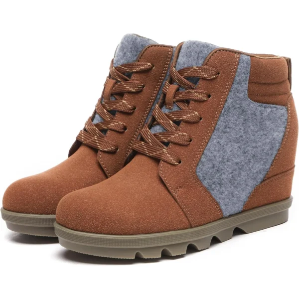 Women’s Lace Up Wedge Ankle Boots Comfortable Suede Hidden Wedge Booties - Image 5