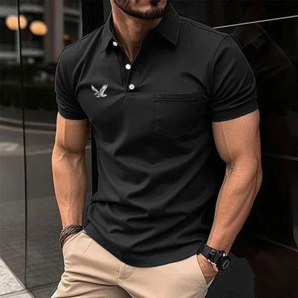 Men Clothes Summer Slim Fit Short Sleeve Sport Turn-down Collar Polo Shirt Men Business Casual Slim Fit Polo Shirt Pocket Tops P - Image 5