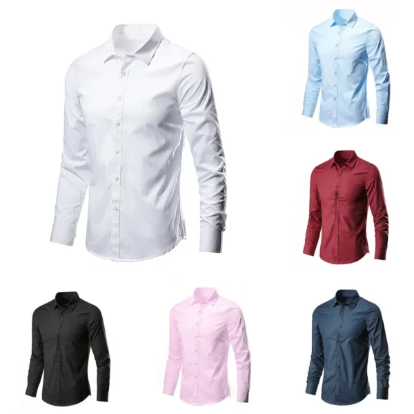 Men's Classic Formal Shirt Long Sleeve Wrinkle Resistant Button Down Business Dress Shirt M L XL 2XL 3XL 4XL - Image 6