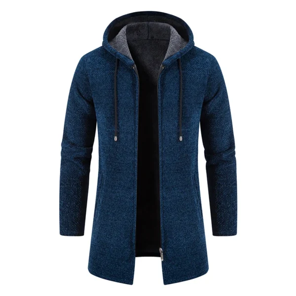 M-4XL Men's New Autumn/Winter Knitwear Men's Jacket Thickened Medium Length Cardigan Hooded Zipper Outerwear - Image 4