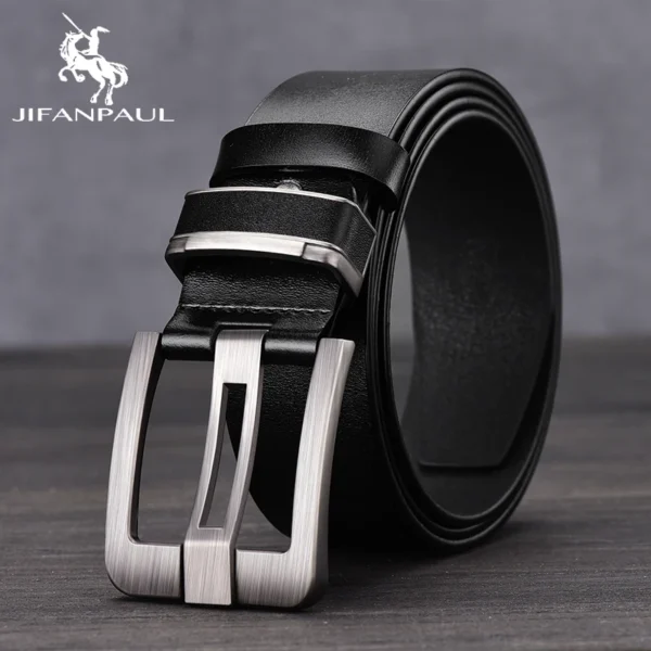 JIFANPAUL Genuine Leather Men's Belt Fashion Alloy Designer Belt Buckle Luxury Brand Jeans Suit Business Black Belt Men - Image 3