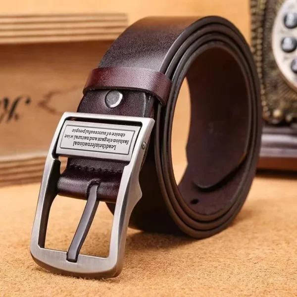 New Leather Cowhide Men's Belt Fashion Metal Alloy Pin Buckle Adult Luxury Brand Jeans Business Casual Waist Male Strap Brand - Image 4