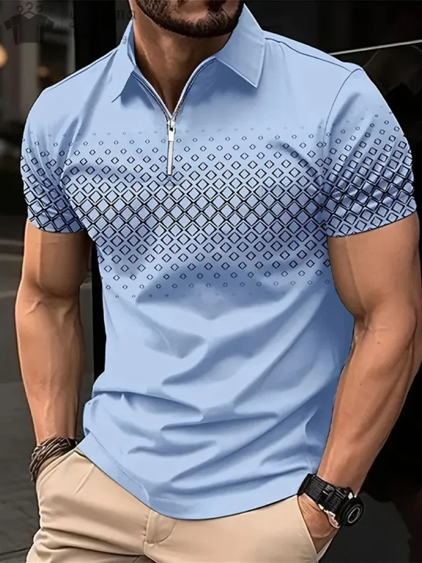 Men Polo Zipper Polo Shirt Solid Golf Tops Daily Outdoor Tees Business Casual Style Shirts Loose Oversized Men T-Shirt Clothing - Image 5