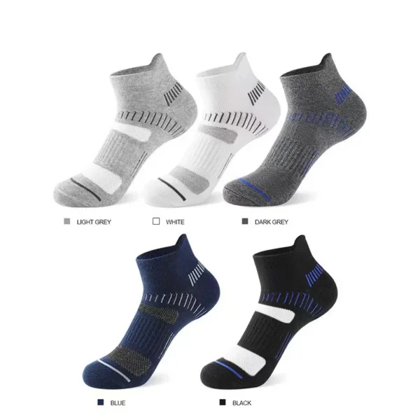 5 Pairs Spring Summer Men Casual Sports Running Socks Protective Ankle Socks Thin Breathable Deodorant Fitness Short Socks Male - Image 2