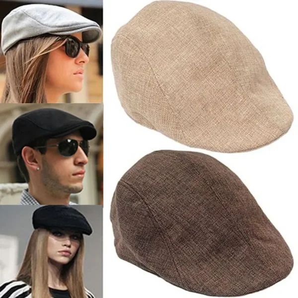 Men Berets Cap British Style 2024 New Autumn Summer Linen Hats Fashion Flat Caps Classic Vintage Gatsby Cabbie Cap Chapeau Homme - Image 2