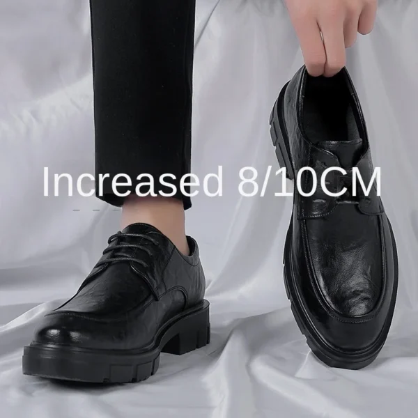 5 8 10 Cm Heel Shoes Men Fashion Casual Cow Leather Men's Dress Shoes British Breathable Groom Platform Wedding Shoes Male - Image 4