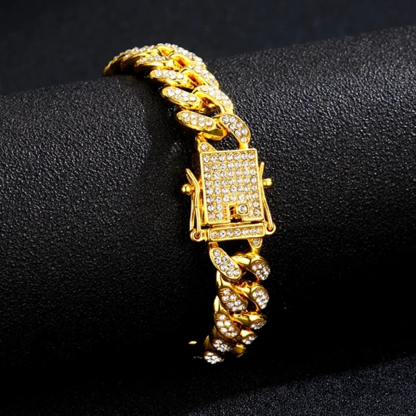 Hip Hop Geometric Cuban Chain Necklace Fashionable High Quality Hip Hop Rhinestone Necklace Bracelet Jewelry Gifts - Image 5