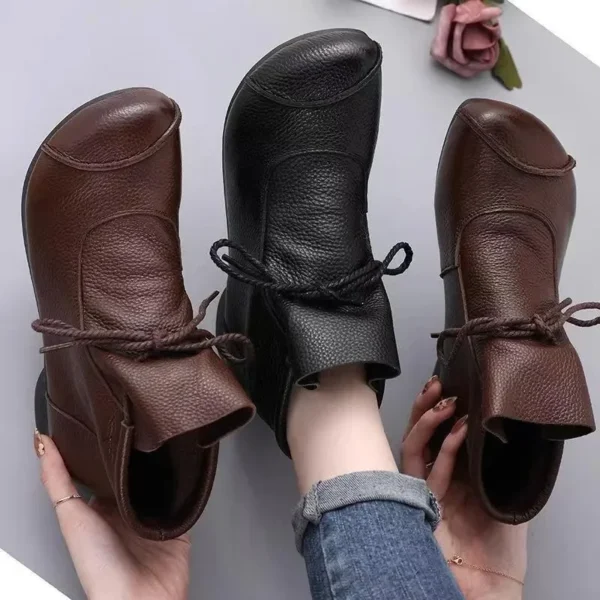 2024 Hot Sale Shoes Female Lace Up Women's Boots Winter Retro Round Toe Solid Short Barrel Low-heeled Casual Botas De Mujer - Image 4