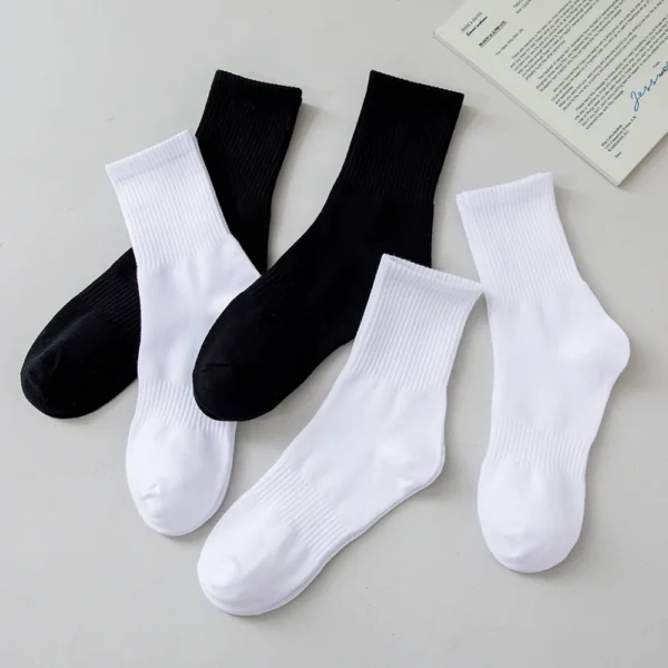 5Pairs Brand Men Cotton Socks New Style White Socks Men Soft Breathable Sports Long socks Summer Winter for Male Socks Plus Size - Image 4