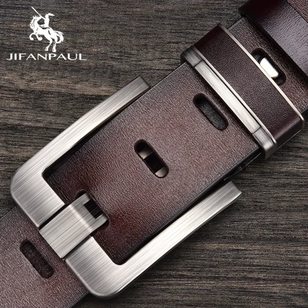 JIFANPAUL Genuine Leather Men's Belt Fashion Alloy Designer Belt Buckle Luxury Brand Jeans Suit Business Black Belt Men - Image 2