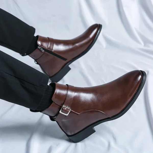 Luxury brand leather shoes men's boots formal leather oxford shoes dress boots chelsea business ankle boots men 38-47 - Image 2