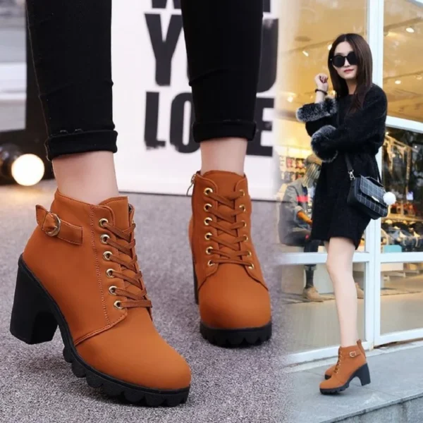 2023 New Spring Winter Women Pumps Boots High Quality Lace-up European Ladies Shoes PU High Heels Boots Fast Delivery - Image 6