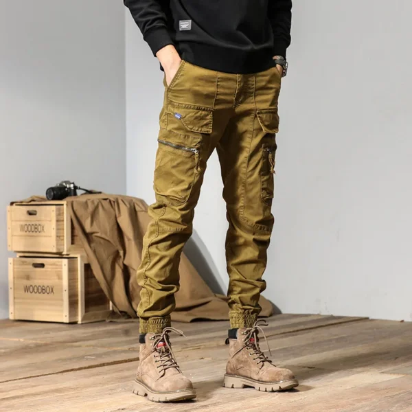 Spring and autumn American retro Cargo pants men's bound feet fashion brand loose heavy weight washing large pocket casual pants