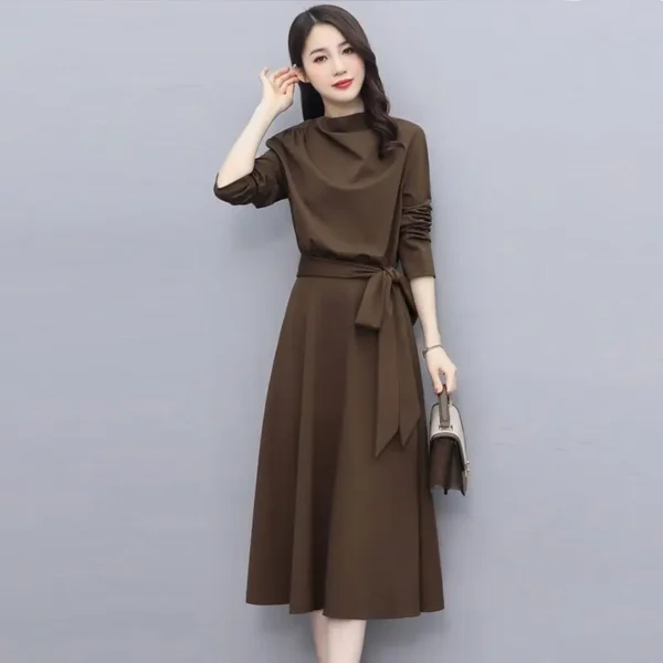 Long Sleeves Dresses Women's Elegant Midi Dresses for Women Womens Office Dress Woman Streetwear Autumn Winter Korean Style New - Image 4