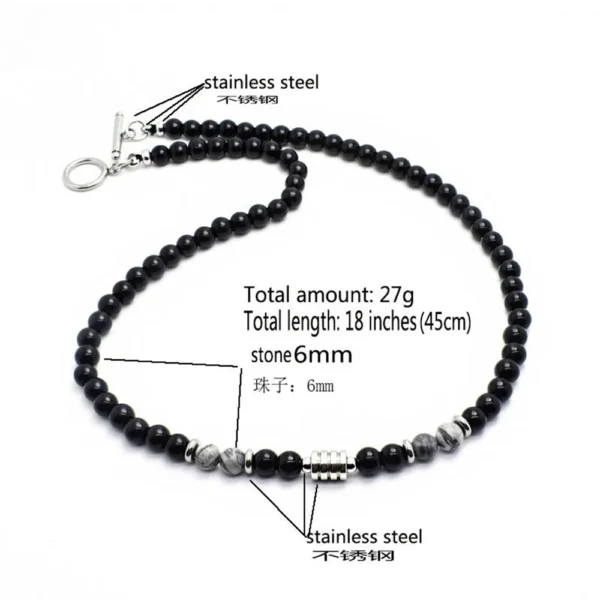 Punk Natural Stone Tiger Eye Necklace Men Double-layer 6mm Beads Chakra Bracelets Stainless Steel Accessories Charm Jewelry Gift - Image 3