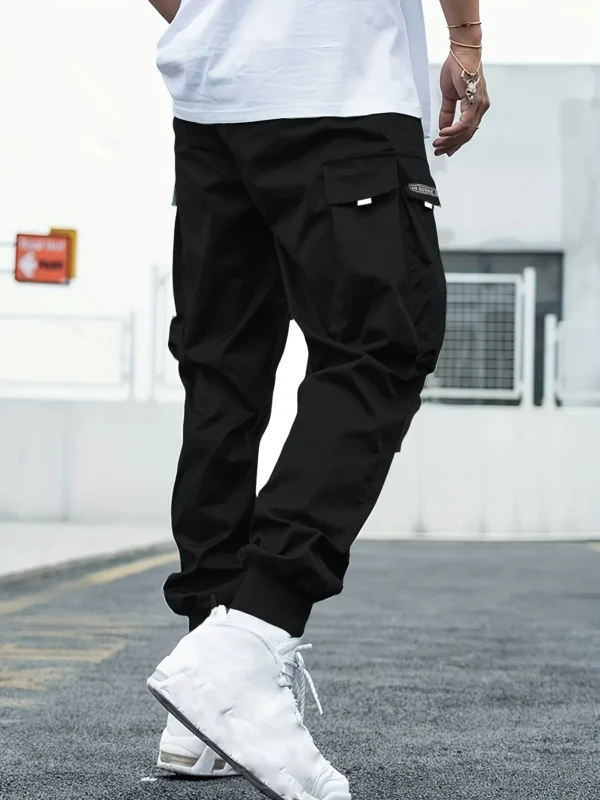 Plus Size Spring Summer Men Casual Cargo Pants Pockets Black Loose Out Door Elasticity Sports Oversize Pants 46 48 50 52 - Image 5