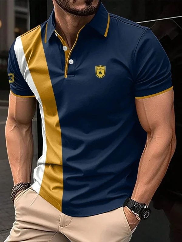 New High-Quality Men's Polo Shirt Summer Fashion Business Men's Button Lapel Tee Commuting Versatile Solid Colour Men's Top - Image 5