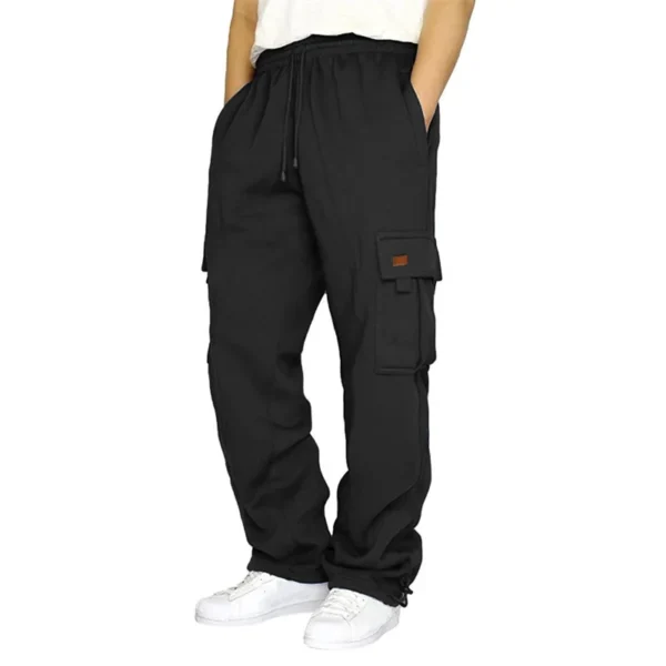 Men’s Loose Cargo Pants Casual Drawstring Elastic Waist Wide Leg Athletic Sweatpants Outdoor Trousers