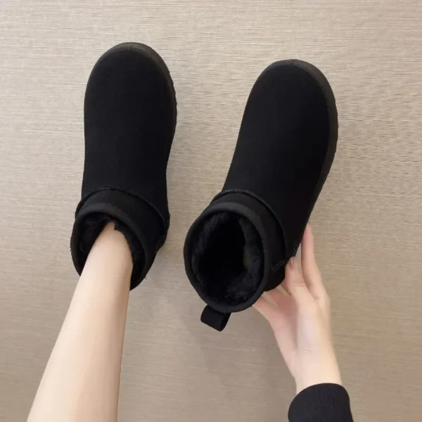 New Snow Boot Style Short Mini Winter Sheepskin Boots Women Waterproof Natural Wool Ankle Boots Fur Lined Ankle Warm Flat Shoes - Image 3