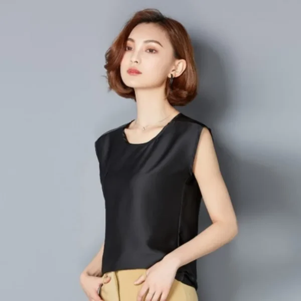 Sexy Silk vest women sleeveless top summer Solid color blouse shirt plus size S-4XL - Image 4