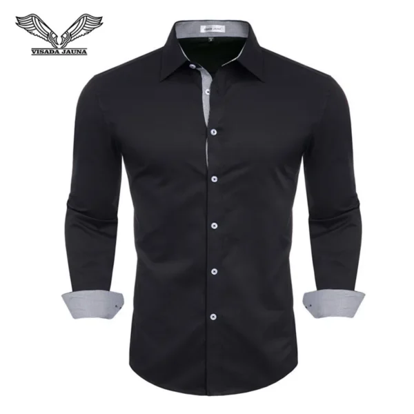 VISADA JUANA 2019 Mens Long Sleeve Dress Shirt High-quality Male Casual Tops Button Down Shirts Y73 - Image 4