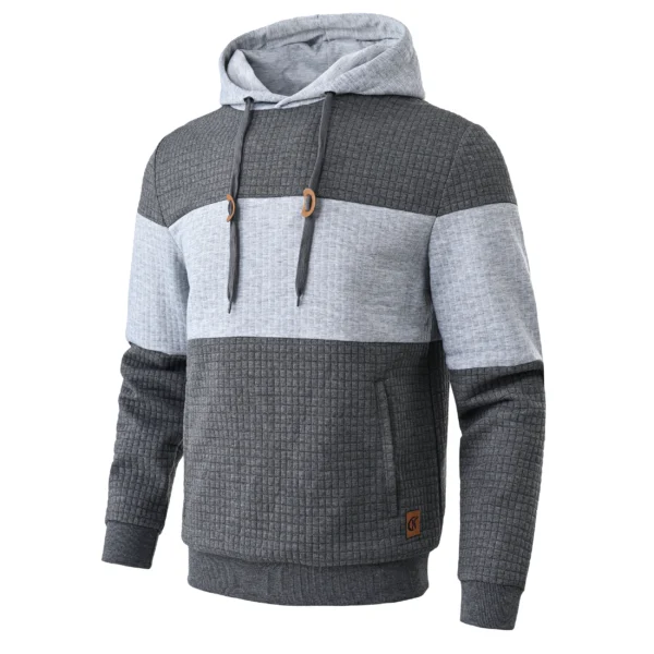 Autumn Men's Casual Fashion Hoodies Cozy Pullover Sweatshirt Tracksuit Hooded Sweatshirts Streetwear with Plaid Jacquard - Image 2