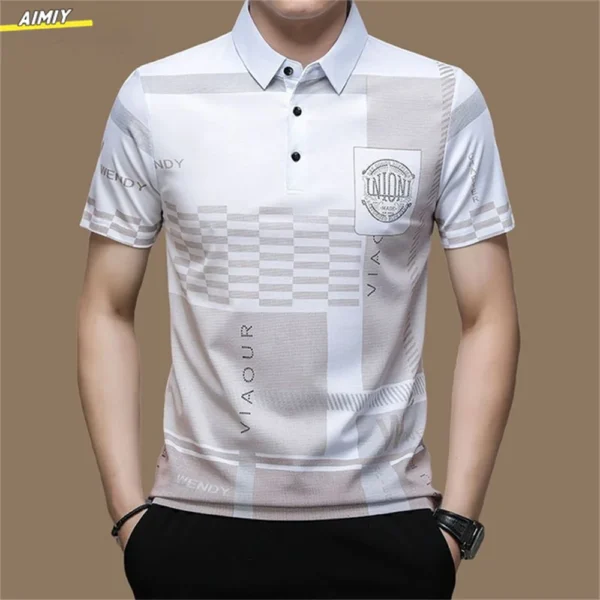 Men's Polo Shirt Business Casual Summer Short Sleeves Tops Pattern Print Button T Shirt Loose Clothes Fashion Polo T Shirt - Image 4