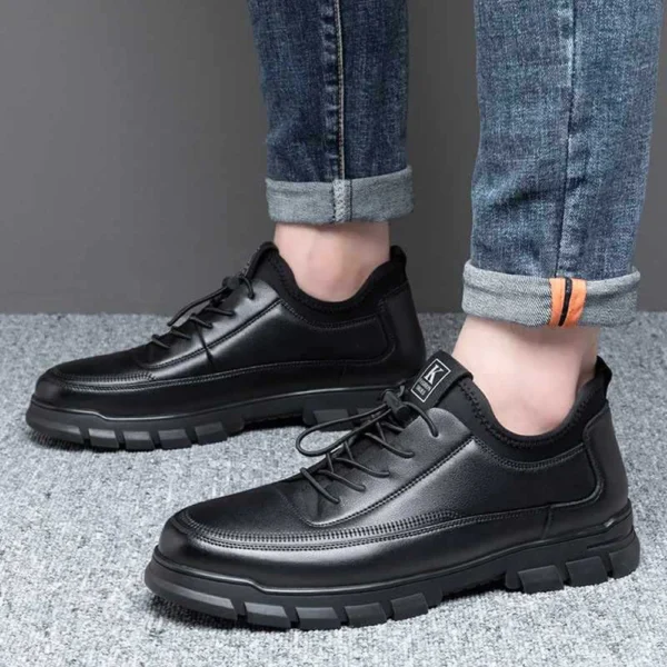 Mens Casual Leather Shoes Fashion Business Office Leather Shoes Comfortable Lightweight Soft Bottom Non-slip Mens Work Shoes - Image 2