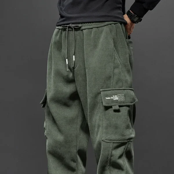 Men's Corduroy Harem Cargo Pants Elastic Waist Casual Joggers Sweatpants Spring Autumn Armygreen Gray Black Trousers Streetwear - Image 5