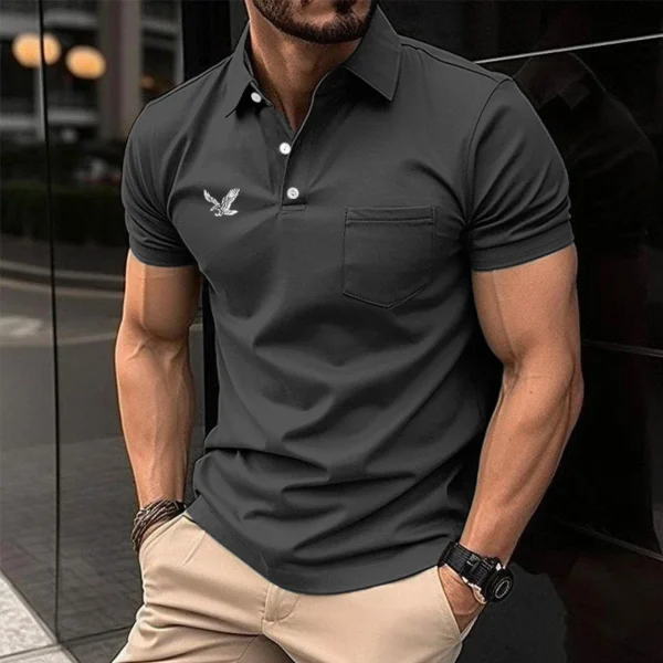 Men Clothes Summer Slim Fit Short Sleeve Sport Turn-down Collar Polo Shirt Men Business Casual Slim Fit Polo Shirt Pocket Tops P