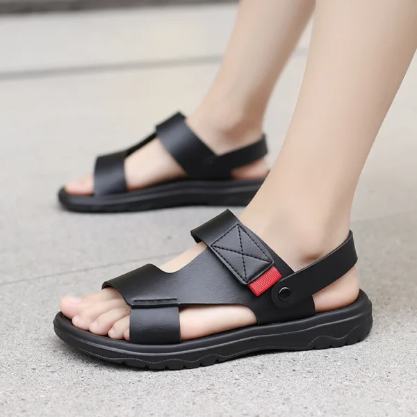 Men Sandals Summer Leisure Beach Holiday Outdoor Male Retro Comfortable Casual Sandals leather Men Flip Flops - Image 5