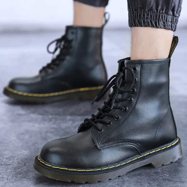 Men Genuine Leather Classic Six Hole Boots Fashion British Style Riding Short Ankle Boots Outdoor Boots Size 35-48 Women's Boot - Image 2