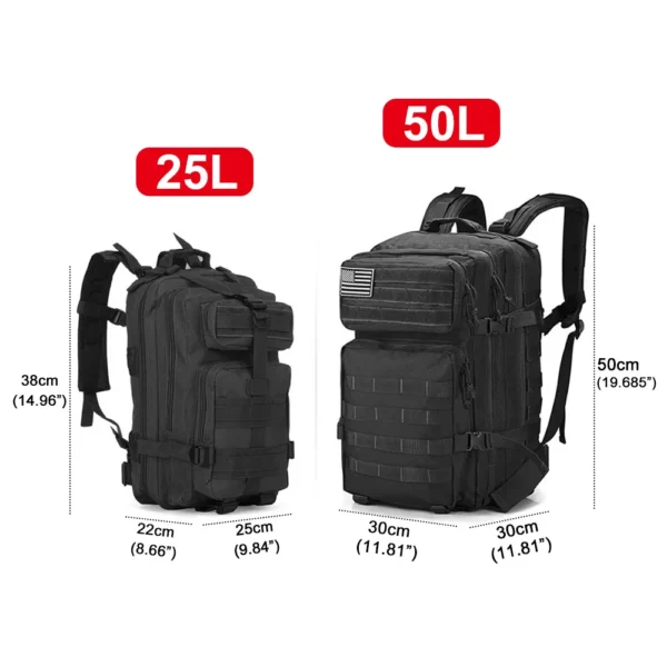 50L/25L Tactical Backpack Men's Travel Large Capacity Rucksacks Men Waterproof Outdoor Sports Multi-functional Bags - Image 2