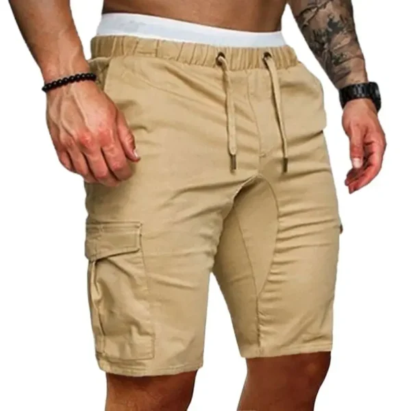 Casual Shorts Mens Summer Cargo Shorts Gym Sport Running Workout Cargo Pants Jogger Trousers Drawstring Solid Jogging Shorts Men