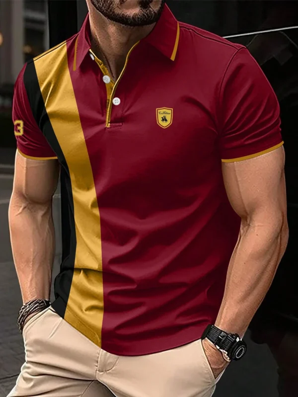 New High-Quality Men's Polo Shirt Summer Fashion Business Men's Button Lapel Tee Commuting Versatile Solid Colour Men's Top - Image 2