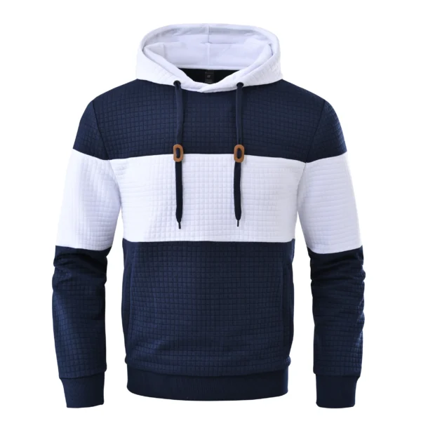 Autumn Men's Casual Fashion Hoodies Cozy Pullover Sweatshirt Tracksuit Hooded Sweatshirts Streetwear with Plaid Jacquard - Image 4