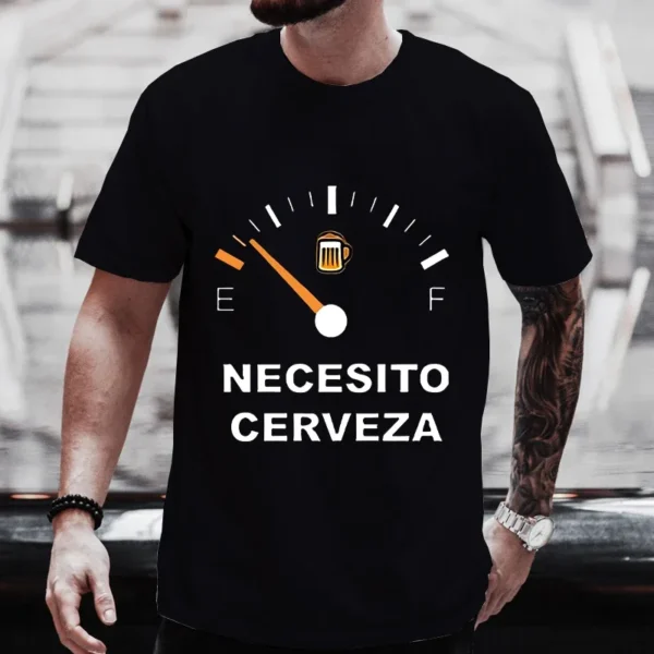 Men's Casual T-shirt NECESITO CERVEZA Print Men Tshirts Short Sleeve Tee Top Clothes for Summer Drinking Beer T Shirt Tops