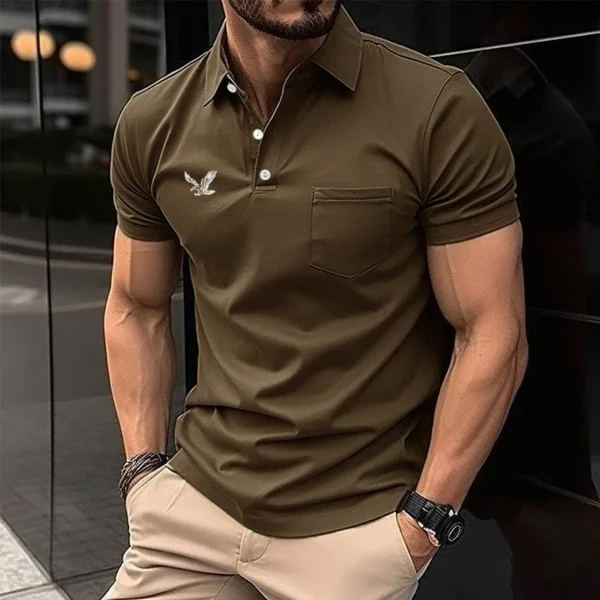 Men Clothes Summer Slim Fit Short Sleeve Sport Turn-down Collar Polo Shirt Men Business Casual Slim Fit Polo Shirt Pocket Tops P - Image 4