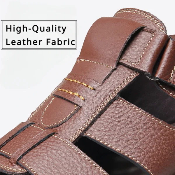 Genuine Leather Men Sandals Men's Massage Sandals Outdoor Non-Slip Beach Shoes Men's Durable Treking Sports Sandals Big Size 48 - Image 5