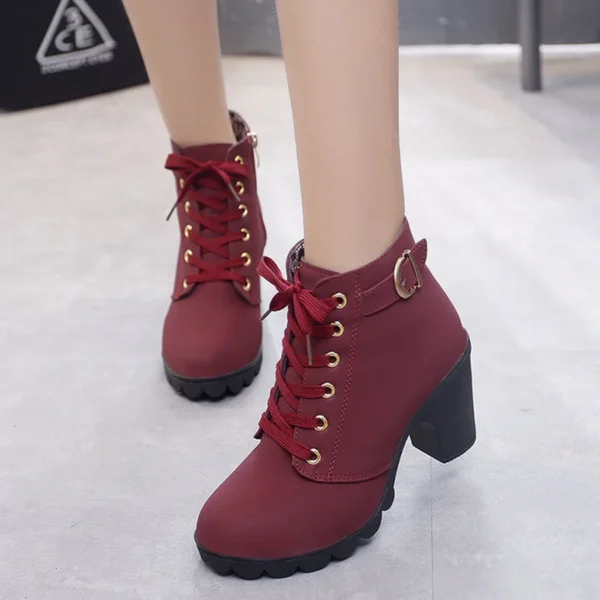 2023 New Spring Winter Women Pumps Boots High Quality Lace-up European Ladies Shoes PU High Heels Boots Fast Delivery - Image 4