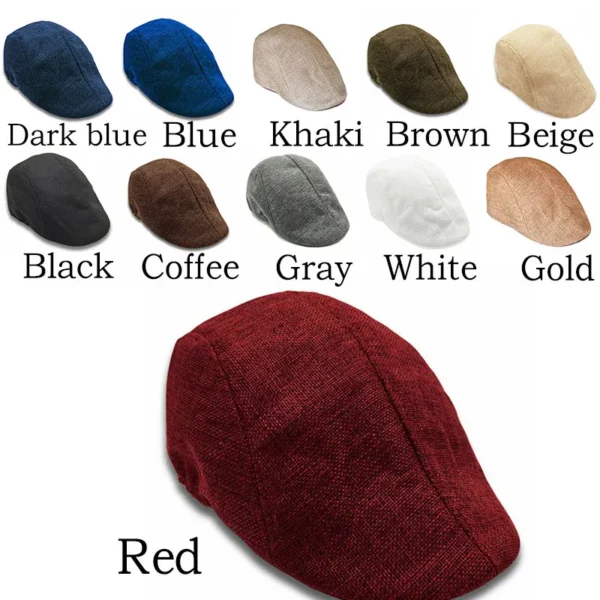 Men Berets Cap British Style 2024 New Autumn Summer Linen Hats Fashion Flat Caps Classic Vintage Gatsby Cabbie Cap Chapeau Homme - Image 6