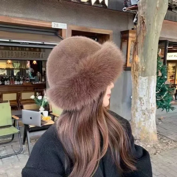 Autumn And Winter 2024 New Women's Fashion Fur Cap Fur Hat Fur Hats Mongolian Hat Brimless Plush Fluffy Skiing Riding Warm Caps - Image 3