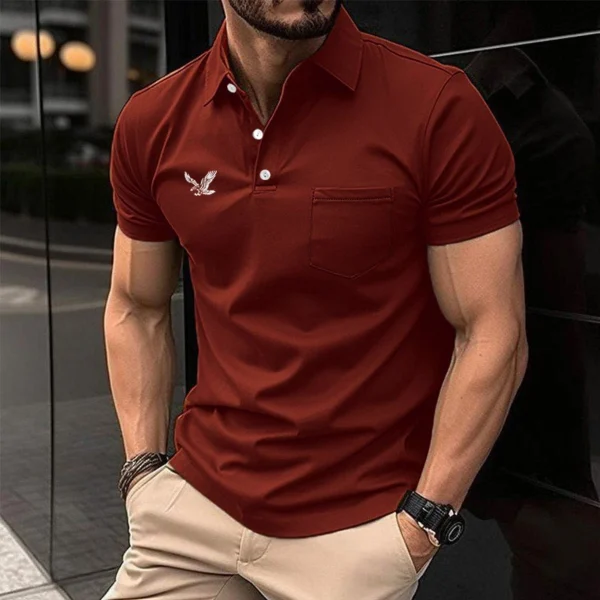 Men Clothes Summer Slim Fit Short Sleeve Sport Turn-down Collar Polo Shirt Men Business Casual Slim Fit Polo Shirt Pocket Tops P - Image 2