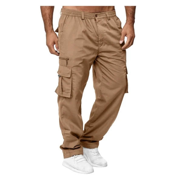 Work pantsNew men's casual multi pocket workwear pants, outdoor loose straight leg long pants, men's fitness pants, casual pants - Image 2