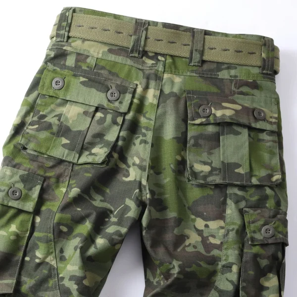 AKARMY Camouflage Pattern Men's Cargo Retro Multi-pocket Outdoor Pants, Men's Cotton Comfy Tactical Pants (No Belt) - Image 4