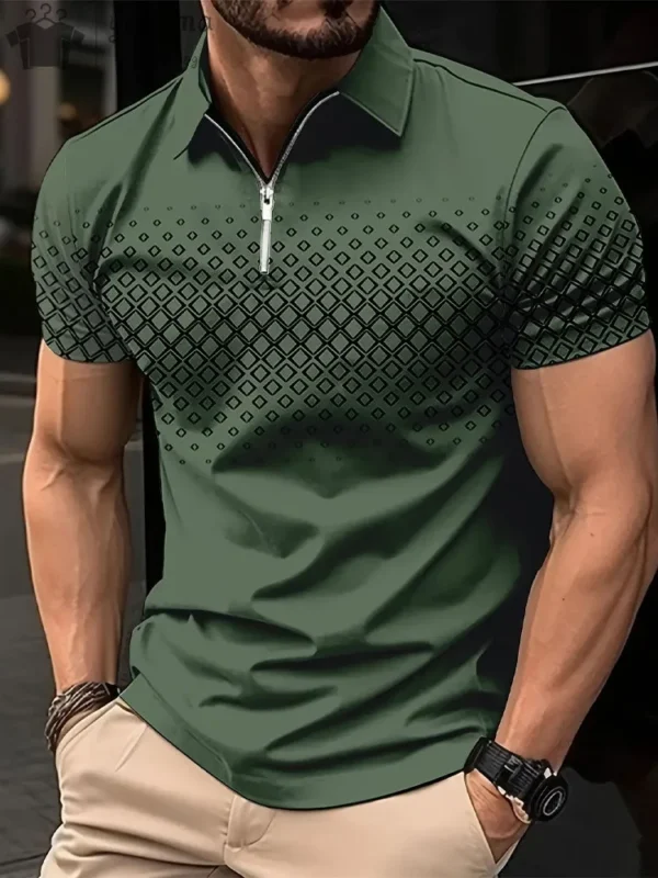 Men Polo Zipper Polo Shirt Solid Golf Tops Daily Outdoor Tees Business Casual Style Shirts Loose Oversized Men T-Shirt Clothing - Image 3