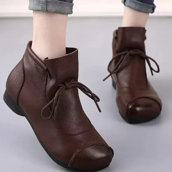 2024 Hot Sale Shoes Female Lace Up Women's Boots Winter Retro Round Toe Solid Short Barrel Low-heeled Casual Botas De Mujer - Image 3