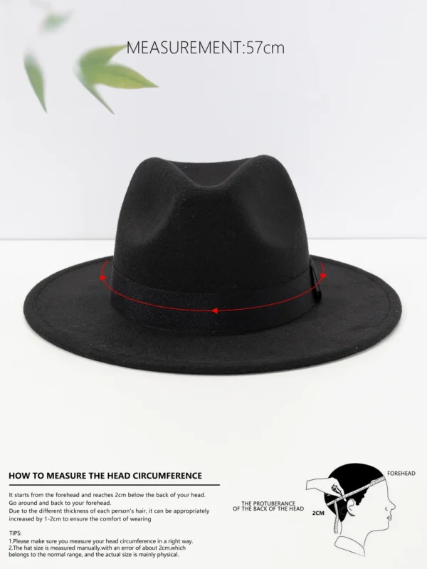 Autumn and winter men and women's new large brimmed hats, fashionable woolen jazz hats, English style top hats - Image 3