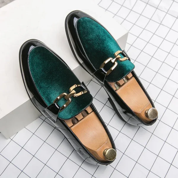 Men's Fashion Patchwork Chain Party Wedding Loafers Moccasins Men Casual Leather Shoes Mens Light Comfortable Driving Flats - Image 2